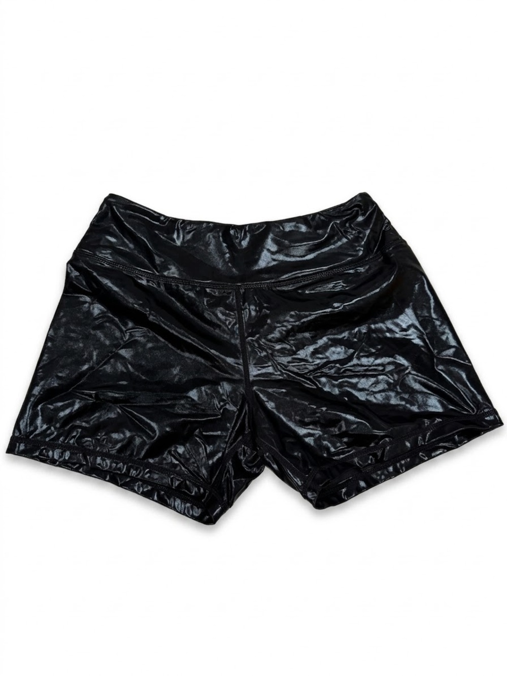 BLACK HIGH SHINE BOOTY SHORTS - size M - Rave - GAGA